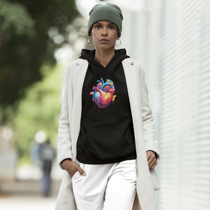 Unisex Hoodie Sweatshirt with Unique Abstract Style Heart Graphic for Art Lovers