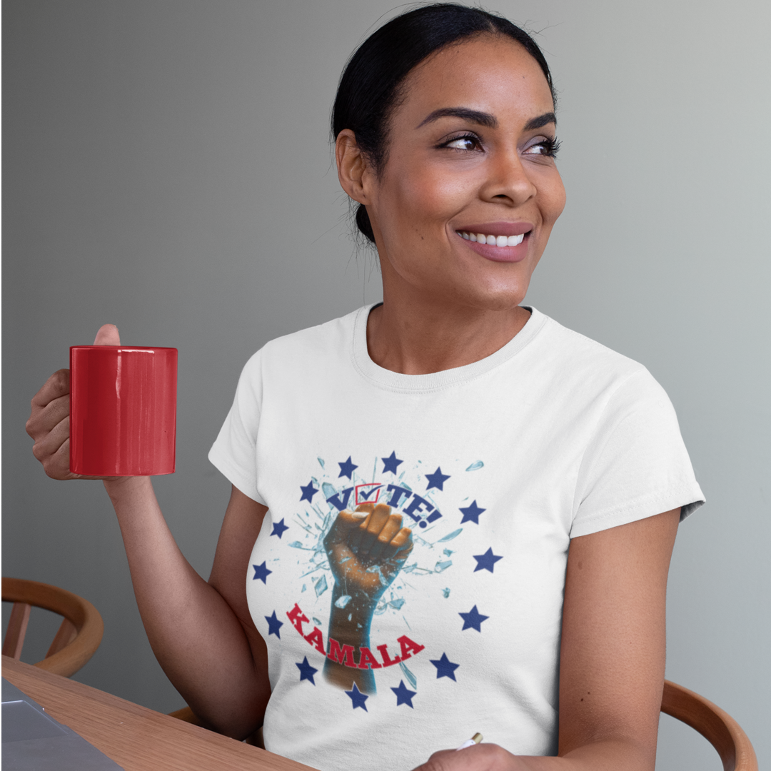 Vote Kamala 2024, Break the Glass Ceiling 100% Unisex Cotton T-Shirt, Election tee, Harris Walz 2024, Presidential Election