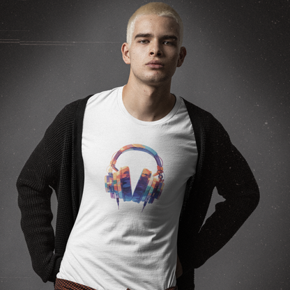 Pop Art Style Headphones, Unisex Oversized Boxy Tee in 6 Colors