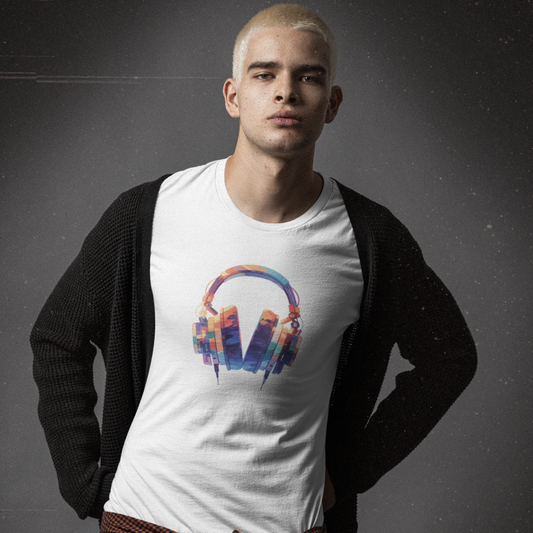 Pop Art Style Headphones, Unisex Oversized Boxy Tee in 6 Colors