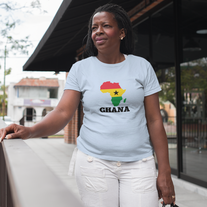 Africa Unisex Jersey Tee with the African Continent in the Ghanaian flag colors, Gift Top, cotton t-shirt, African Summer Shirt, Ghana Trip tshirt
